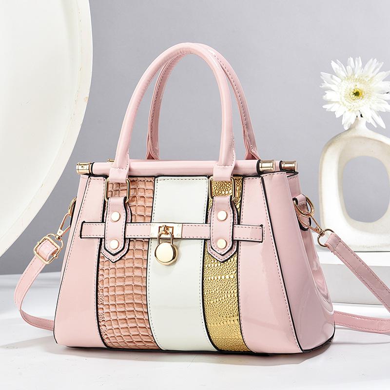 Nowa torebka modowa z łączonych kolorów, wielofunkcyjna torba na ramię o wysokiej wartości z wzorem kamienia, duża pojemność, trend