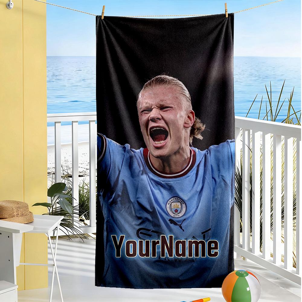 Haaland Personalized Name Beach Towel High Absorbency & Quick-Dry Ideal for Travel Outdoor Swim Pool Yoga Surf Camping Hiking Gym Gift Holiday