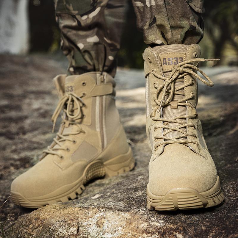 New Military Boots High-top Large-size Breathable and Wear-resistant Outdoor Camping Camping Hiking Tactical Boots Hiking Shoes