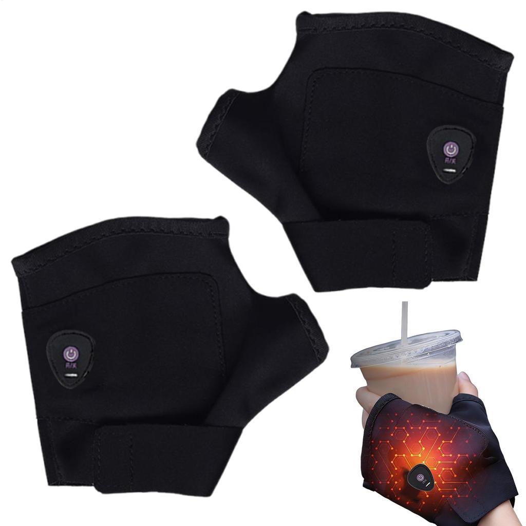 Motorcycle Half Finger Heated Gloves Rechargeable Mittens 3 Temp Settings Winter Fingerless Gloves  Heating Thermal Gloves