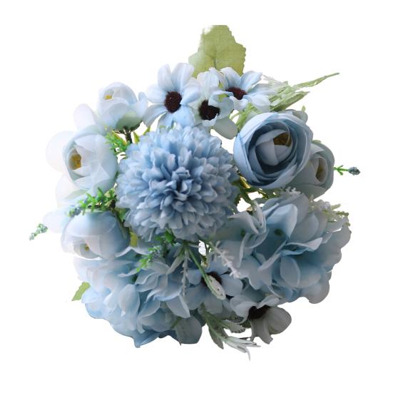 Artificial Flowers Bunch Realistic Faux Silk Flowers Long-Lasting Hydrangea Rose Fake Flowers