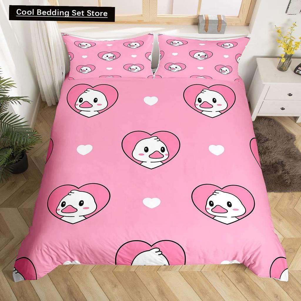 Uroczy kaczor król królowa poszwa na kołdrę kreskówka biała gęś zestaw pościeli zabawny wiejski zwierzęcy poszwa na kołdrę poliestrowa poszwa na kołdrę