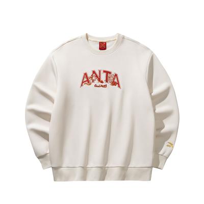 Anta Good Things Happen Letter Logo Print Pullover Ronde Hals Los Sweatshirt Heren sweatshirt Melk-Zout-Wit 152618706S-3