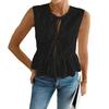 Women's Tie Front Tank Top Summer Crew Neck Sleeveless Flowy Shirts Casual Beach Vacation