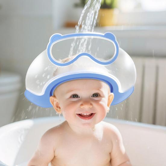 Bonnet de Lavage pour Bébé Imperméable Chapeau de Bain Bord en Silicone Sans BPA Qualité Alimentaire Bandeau Réglable Protection Douce pour Yeux Oreilles pour Bébés Jeunes Enfants Douche Douce
