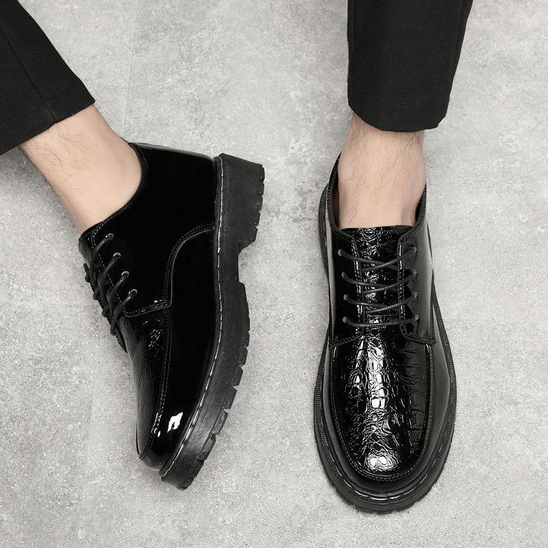Suit leather shoes men's British casual shoes youth dress black small leather shoes