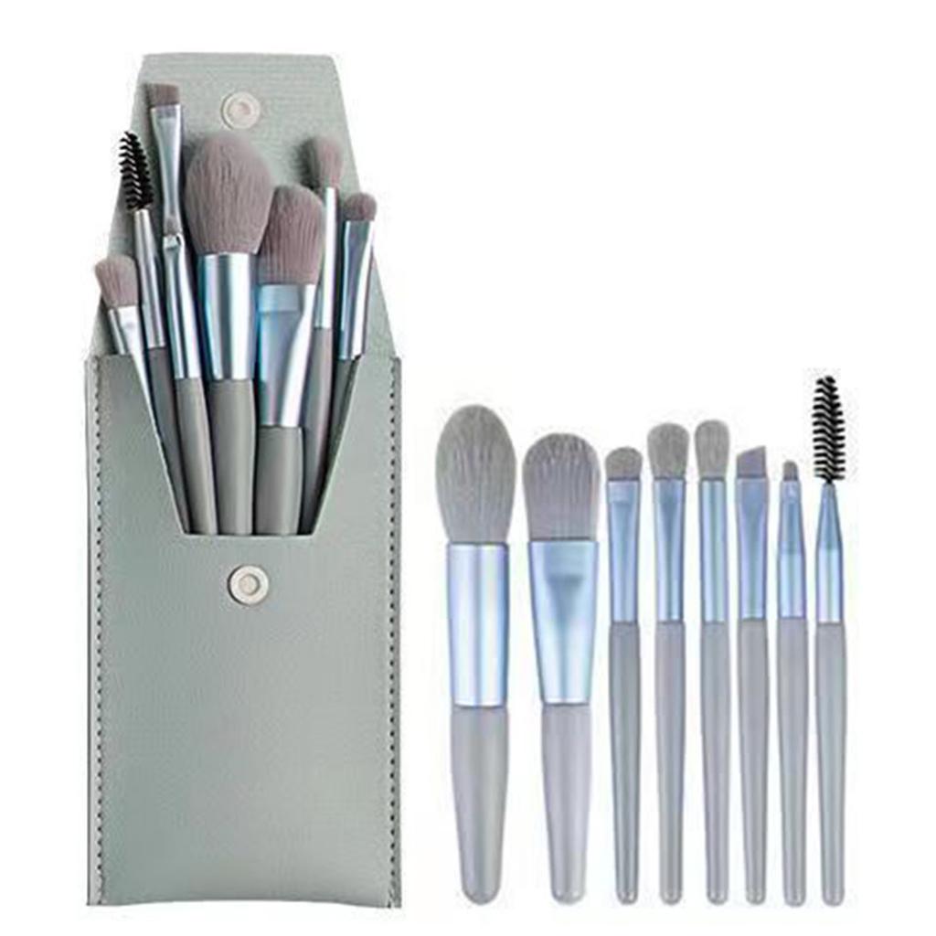 Mini Size Makeup Brush Collection - 8 Piece Soft Synthetic Hair Brush Set with Carrying Case, Perfect Blush and Face Brushes for Makeup Newbies