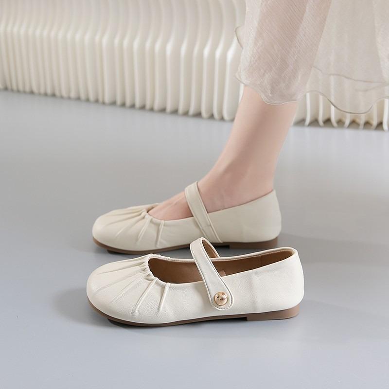 Retro Mary Jane-skor dam höst grund mun mjuk sula små läderskor platt botten med kjol enskilda skor dam