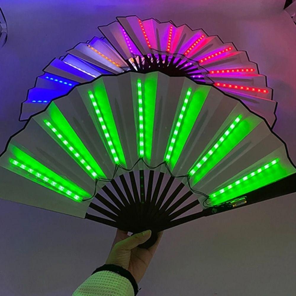 Silk LED Fan Luminous Discoloration Fan Fun Handheld Fans  Party Dancing
