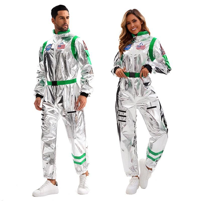 Unisex Astronaut Costume Cosplay Jumpsuit Halloween Party Space Theme Role Play Outfit