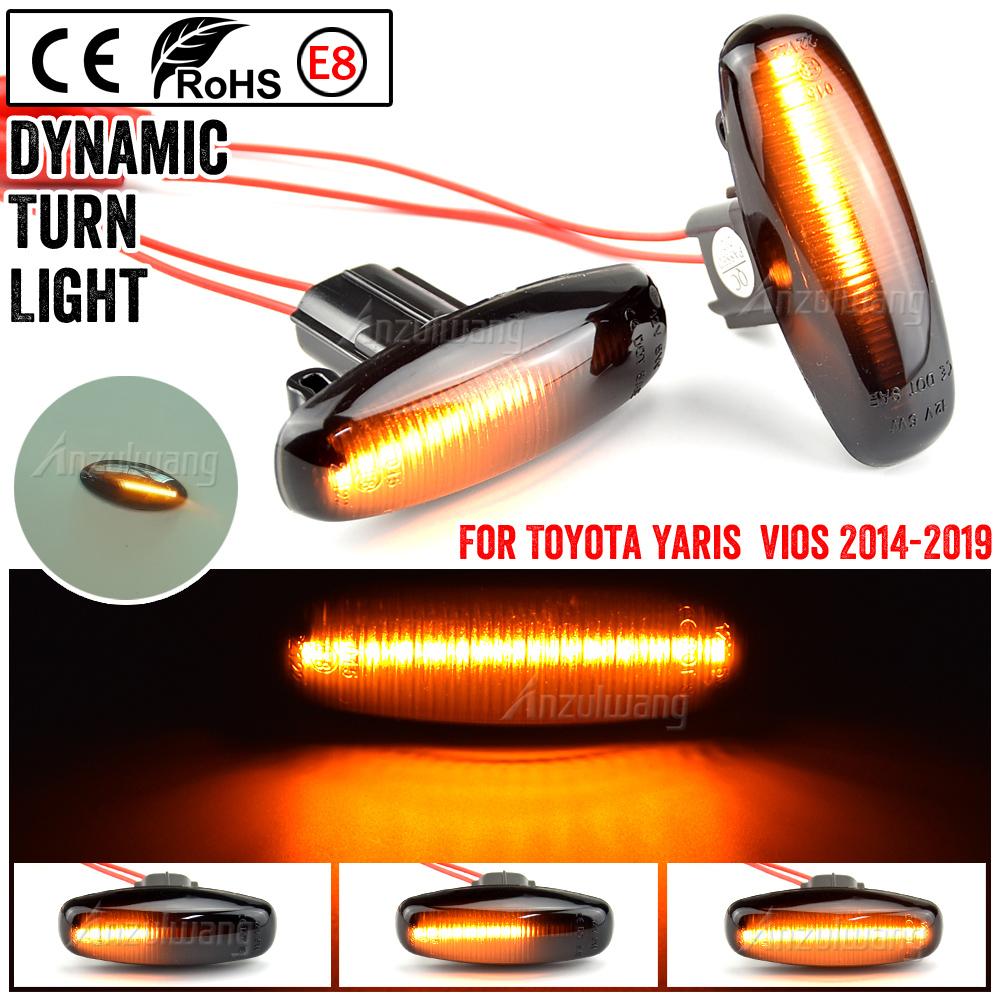 2X Dynamic LED Side Marker Turn Signal Light Indicator For Toyota Yaris Vios Sequential Blinker Light 2014-