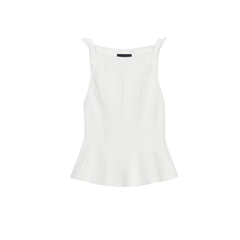 Spring New Women Clothes Boat Neck Sleeveless Capri Short Skirt Hem Bowknot Decoration Top 2606777