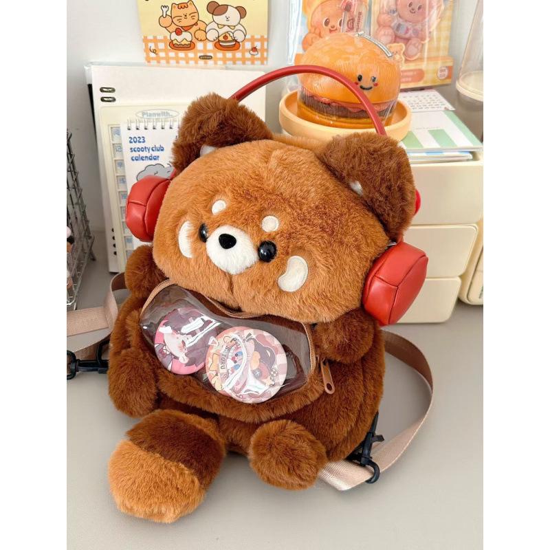 Adorable Mori-Style Cartoon Raccoon Plush Backpack - Soft Commuter Trend