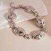 High-End European & American Metal Oval Earrings and Necklace Set - Simple Clavicle Chain for Women