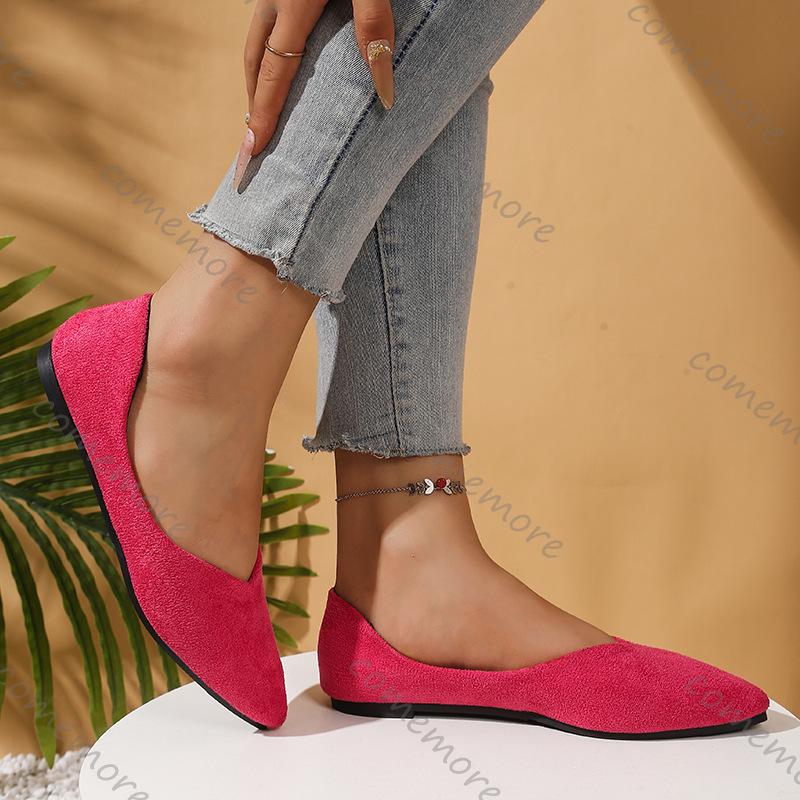 Fashion Comemore Pointed Toe Fashion Women Flats Casual Suede Solid Ciolor Slip on Shoes for Women Soft Sole Shallow Lightweigh Loafers