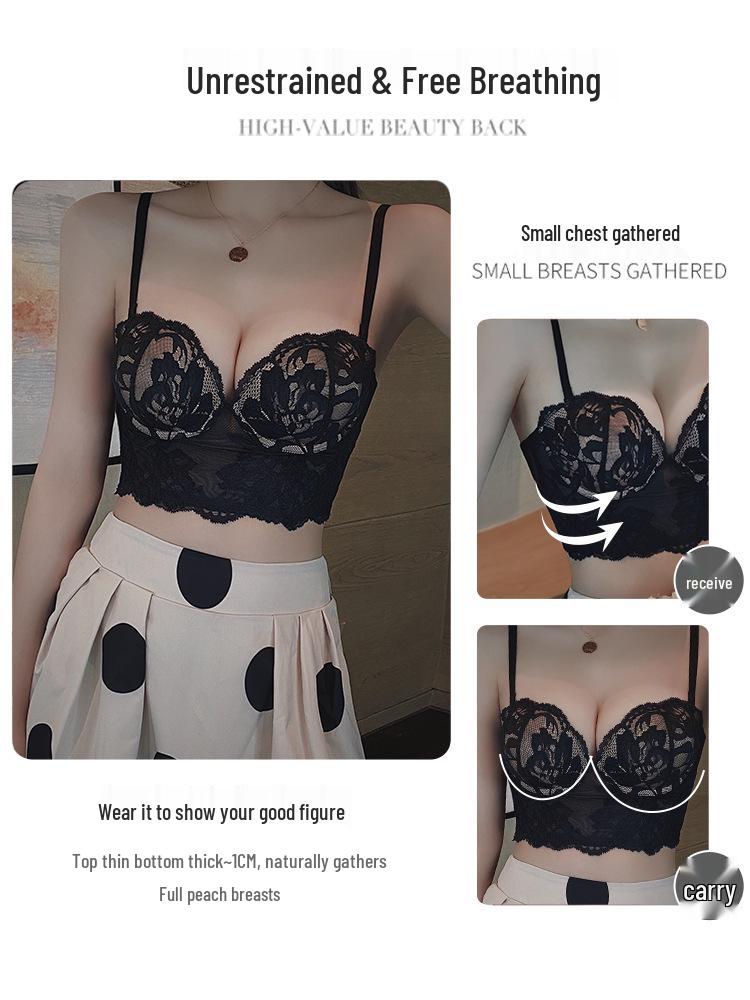 2023 French Lace Push-Up Bra - Bust Enhancing, Sexy Back Vest Style Lingerie for Women