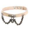Punk Rock Harajuku Rivet Necklace Choker Collar for Women Men Girls Fashion PU Leather Alloy Cool Gothic Lock Link Circle Collar Choker Necklace
