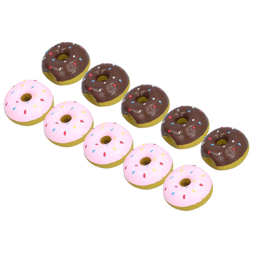 10pcs Latex Squeaky Dog Toy Multi Colors Donut Dog Toy Bouncy Texture Dog Chew Toy Chew Relief