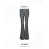 Fashion Sexy Wind Drawstring Lace Bell-Bottom Pants Ins High Street Sexy Low Waist Strap Hip Bag Women's Casual Pants