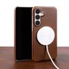 For Magsafe Case for Samsung Galaxy S25FE S26 S24 S23 S22 S21 S20FE Business Genuine Leather Back Cover Magnetic Phone Cases