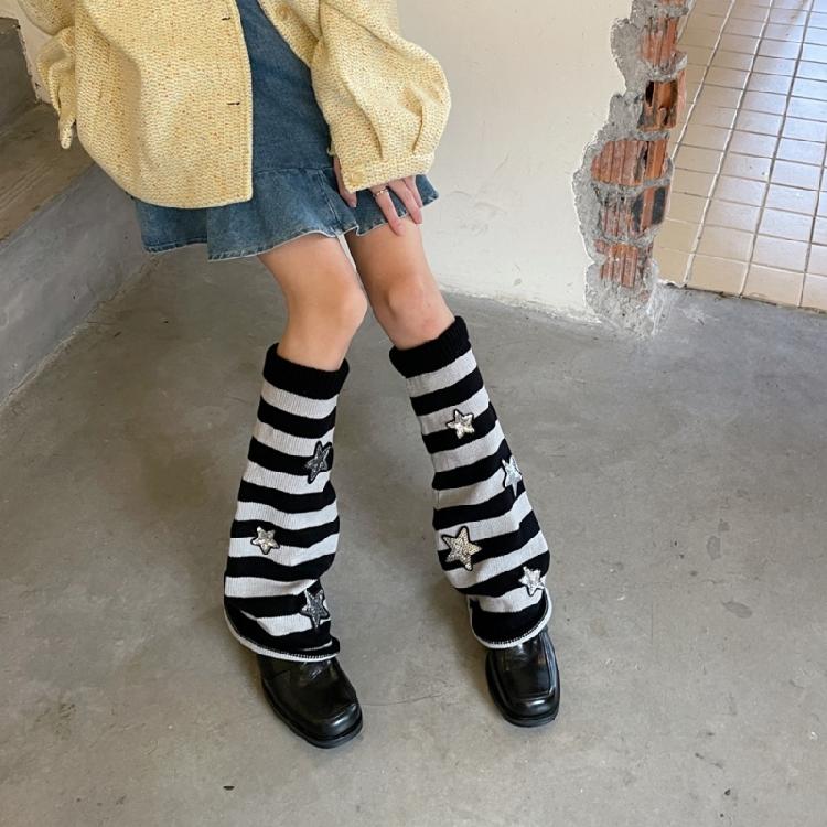 Star Striped Leg Warmers for Women-Lolita Boot Stockings 80s Party Legwarmers