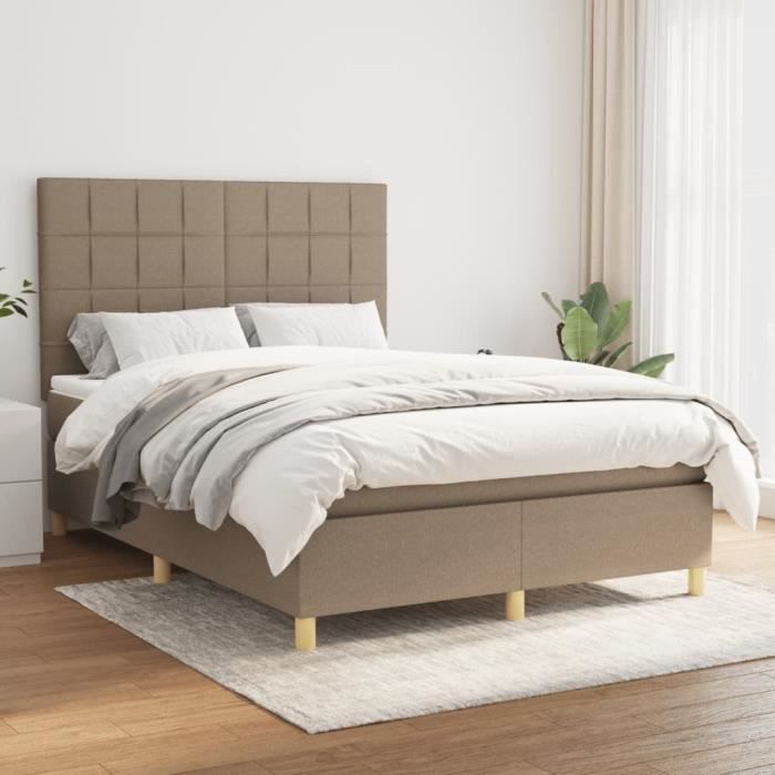 3142341 vidaXL Divan Bed with Mattress Taupe 140x200 Cm Fabric