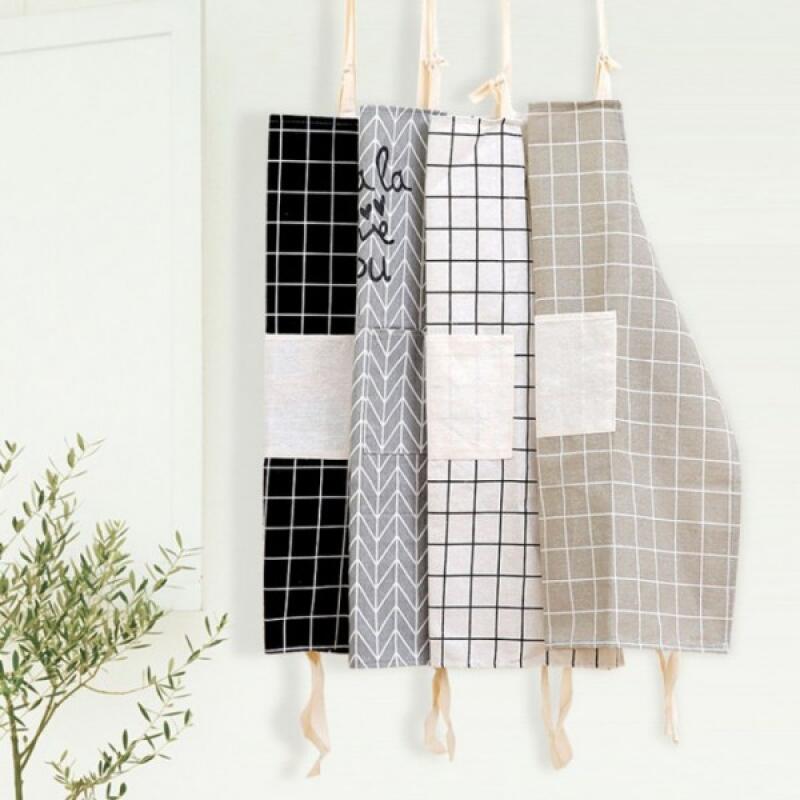 Canvas Cafe Workshop Kitchen Check Apron gray