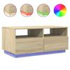 VidaXL Coffee Table with LED Lights, Side Table with Drawers, Sofa End Table, Living Room Furniture, 839835