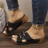 Summer Round-toe Wedge Comfortable Open-toe Casual Slippers Fashionable Thick-soled Large-size Fish Mouth Slippers For Women