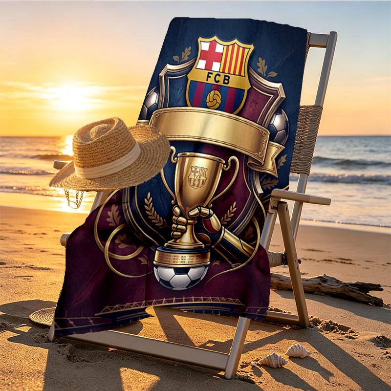 Barcelona FC Soccer Print Beach Towel Design, Soft, Lightweight. for Home Bathroom, Spa, Pool, Yoga, Surfing, Camping, Gift for Family, Friend