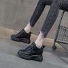 Inner heightening dad shoes women's spring 9.5 muffin thick-soled breathable leather casual small sneakers