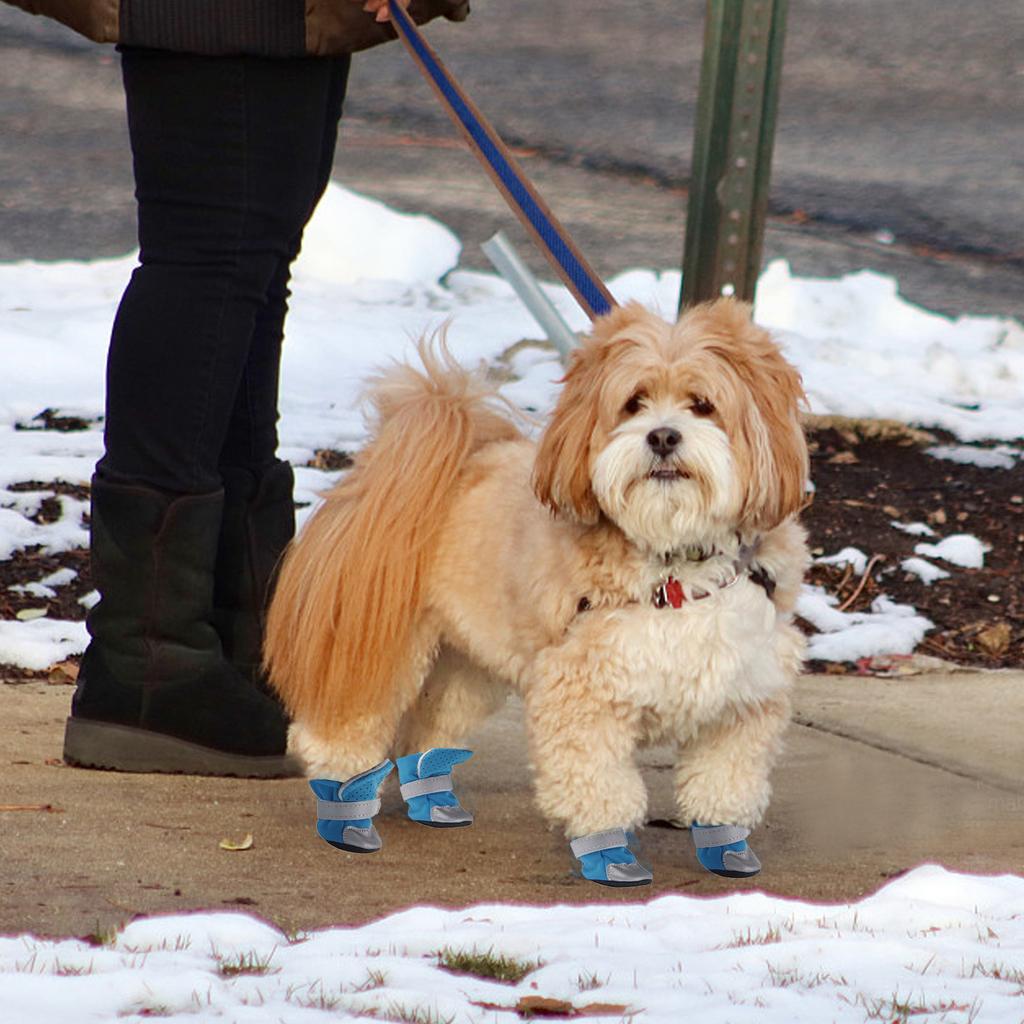 4Pcs Dog Shoes Slip Spring Summer Pet Boots Protector Reflective Straps