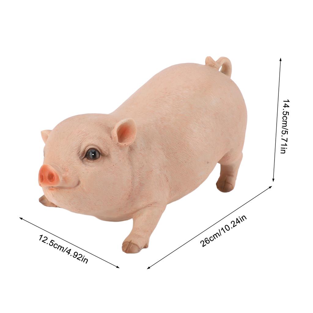 Pig Garden Statue Resin Exquisite Lifelike Cute Pig Sculpture Ornament 26cm for Home Outdoor Indoor Decoration
