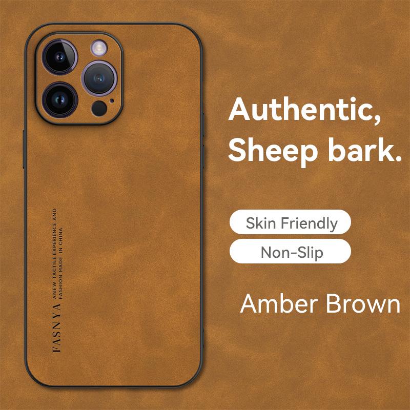 Luxury Sheepskin Bark Cover Case for iPhone 14 Pro Max 13 12 11 XR X 7 8 Plus SE 2022 Fashion Case Soft Frame Hard Back Cover
