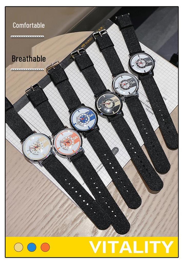 Sanda Nylon Strap Quartz Watch - Simple, Thin, Creative Dial, Waterproof, for Students and Sports