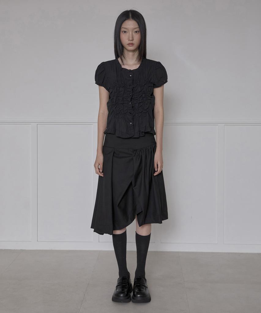 Peulleeoeob Saya Frill Puff Blouse (Fl-180_Black)