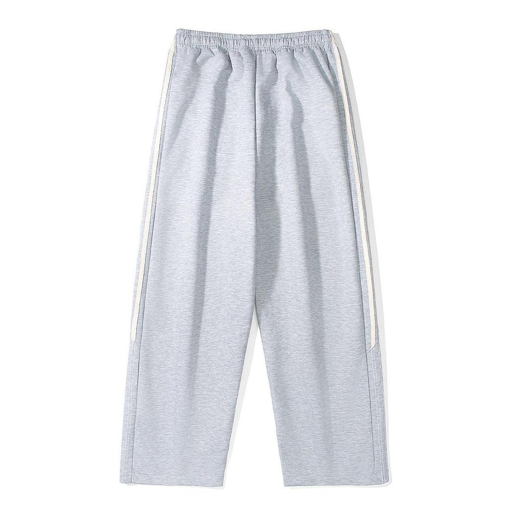 Men's Autumn American Style Side Stripe Wide-Leg Sweatpants: High Street Casual Three-Bar Sports Trousers