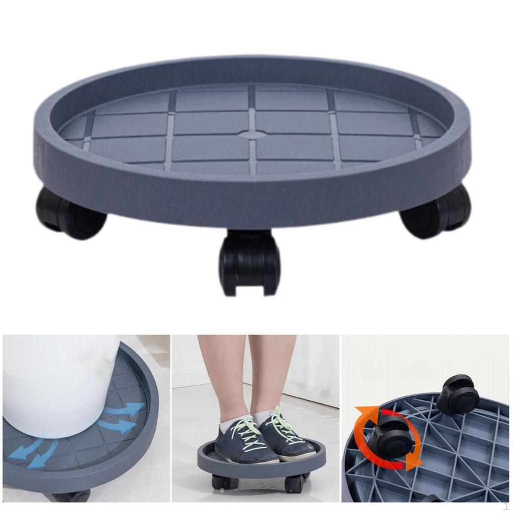 Movable Plantpot Tray Rolling Planter Stand with Wheels Pp Material Breathable Base Sturdy Structure