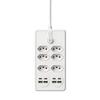Wall Mount Power Extension Socket with USB Fast Charging Line Filter Voltage Regulator 6 Outlets 4 USB Ports 2M Cord for Workshop Use
