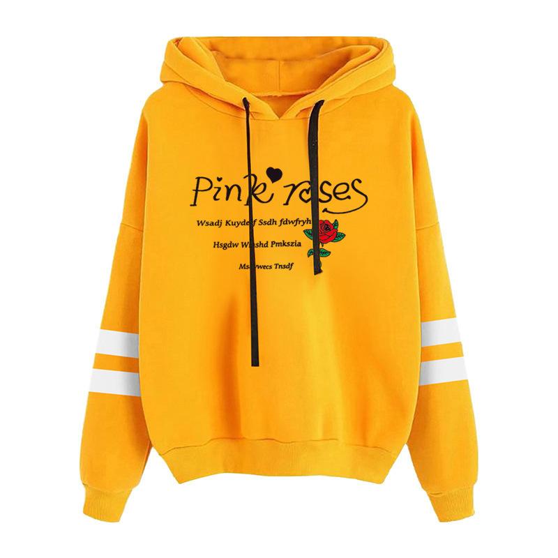 

Женская флисовая толстовка с капюшоном с принтом букв и роз, повседневные женские пуловеры с длинным рукавом S жёлтый
