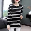 Casual Striped Pullover Shirt Long Sleeved Round Neck Tops for Women Slim Fit