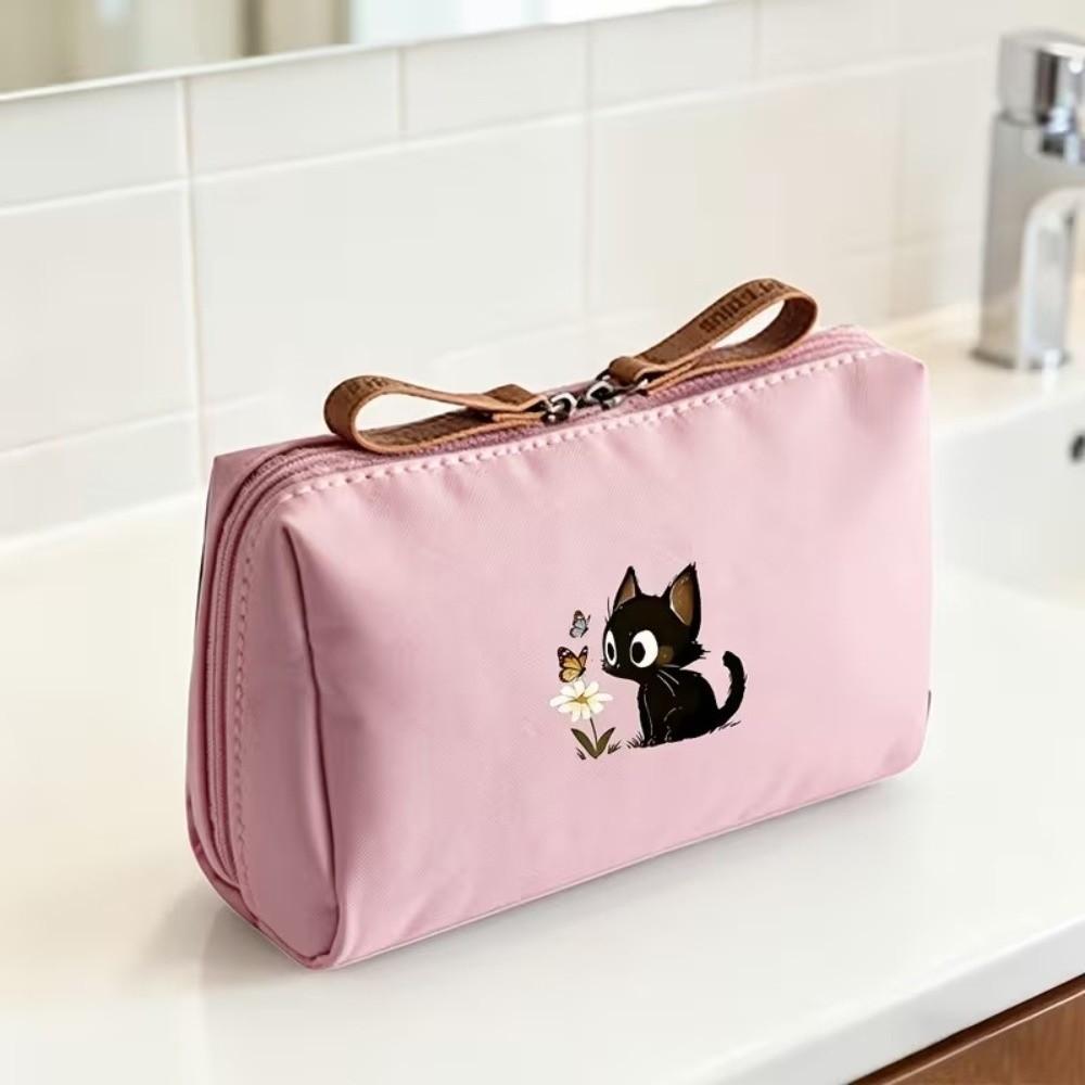 Portable Size Makeup Bag Cat Printed Storage Organizer Simple Cosmetic Pouch Travel Use