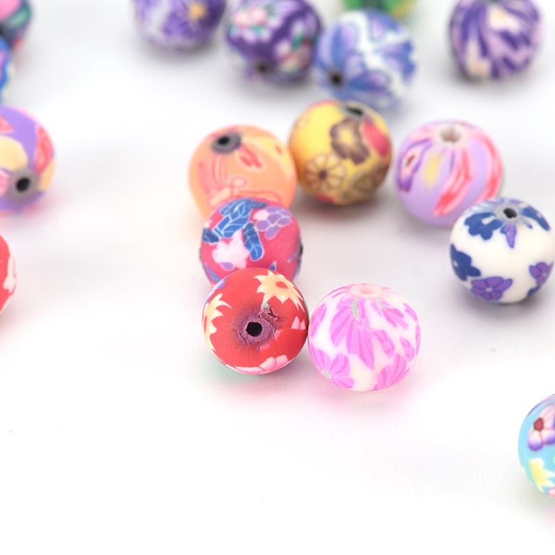 Buy 50Pcs Unique Design Practical Clay Round Beads Durable In Use at