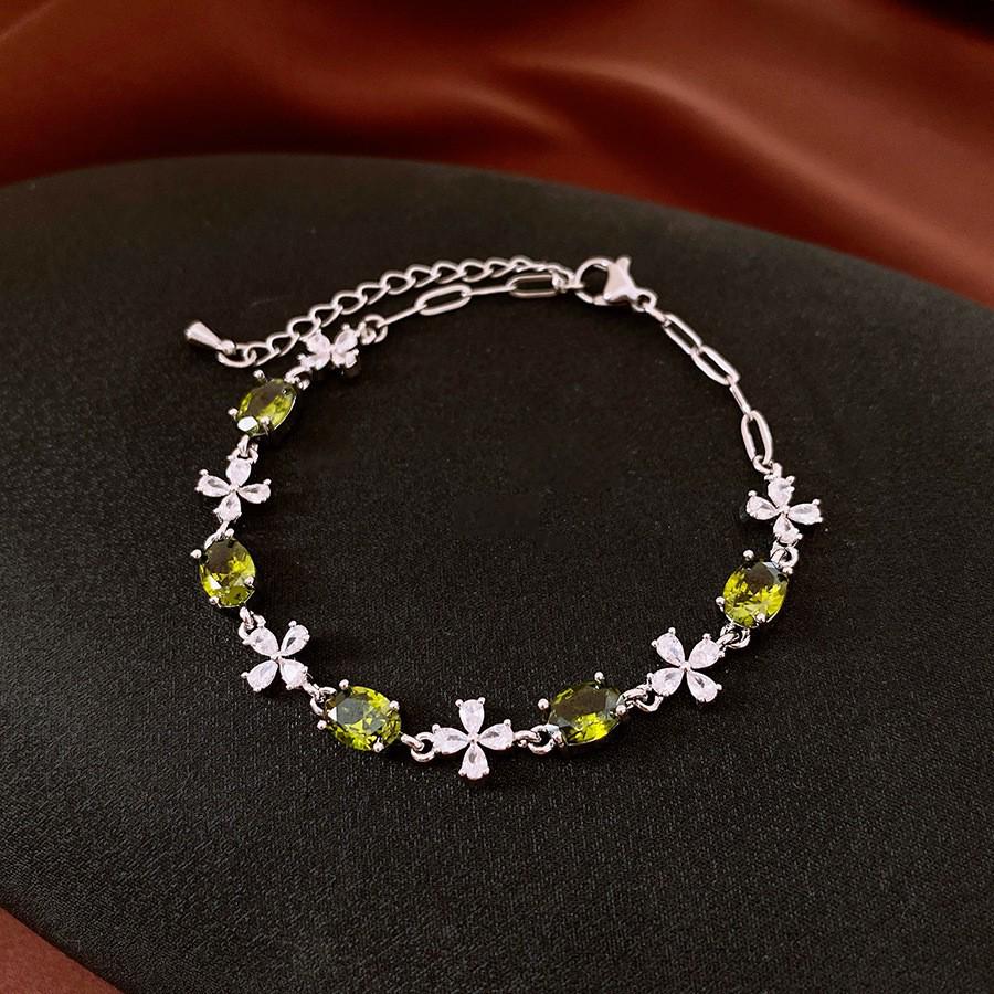 Zircon Flower Round Bracelet: High-End Light Luxury Fashion, Retro Versatile Women's Jewelry
