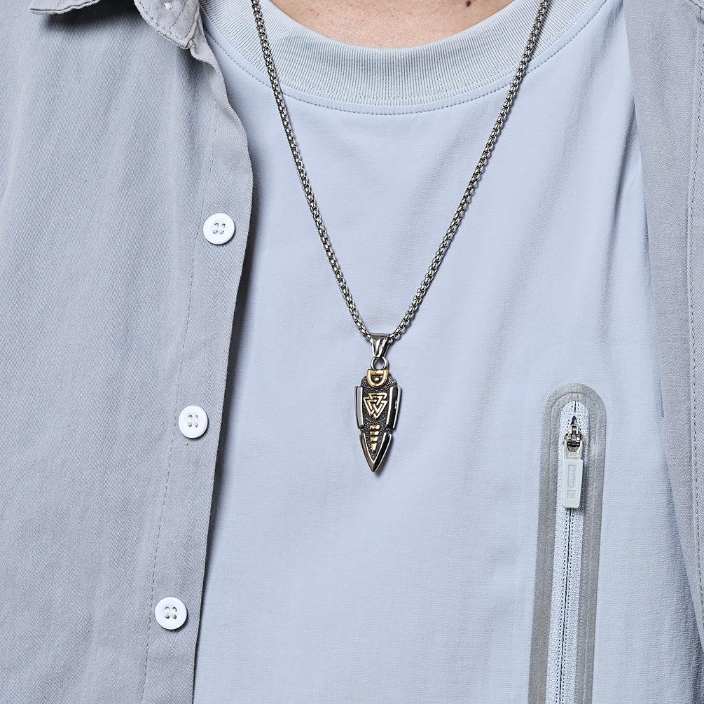 Odin's Spear Valknut Gungnir Viking Necklace For Men with Rune Symbol Raven’s of Odin Labradorite Norse Mythology Pagan Jewelry