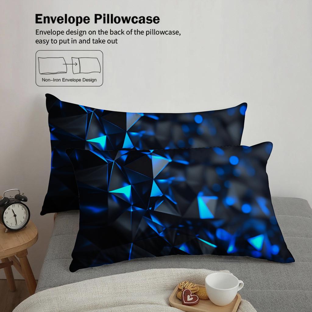 3pcs Geometric Blue Crystal Bedding Sets 3D Printed Abstract Pattern Duvet Cover Sets With Pillowcases No Filling Cool Visual