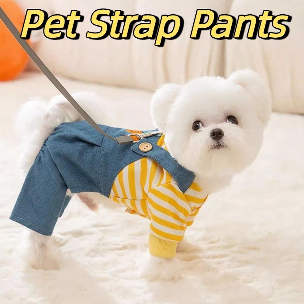 Cute Dog Jumpsuit Towable Dog Stripes Vest Pet T-Shirt Dog Sweatshirt  Travel