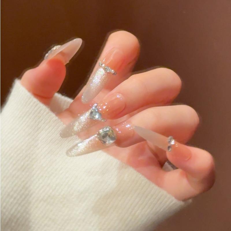 Cat's Eye Wearing Nail Pure Hand-made Nail Piece Fake Nail Wearing Nail Piece Advanced Sense Thin Dog Long