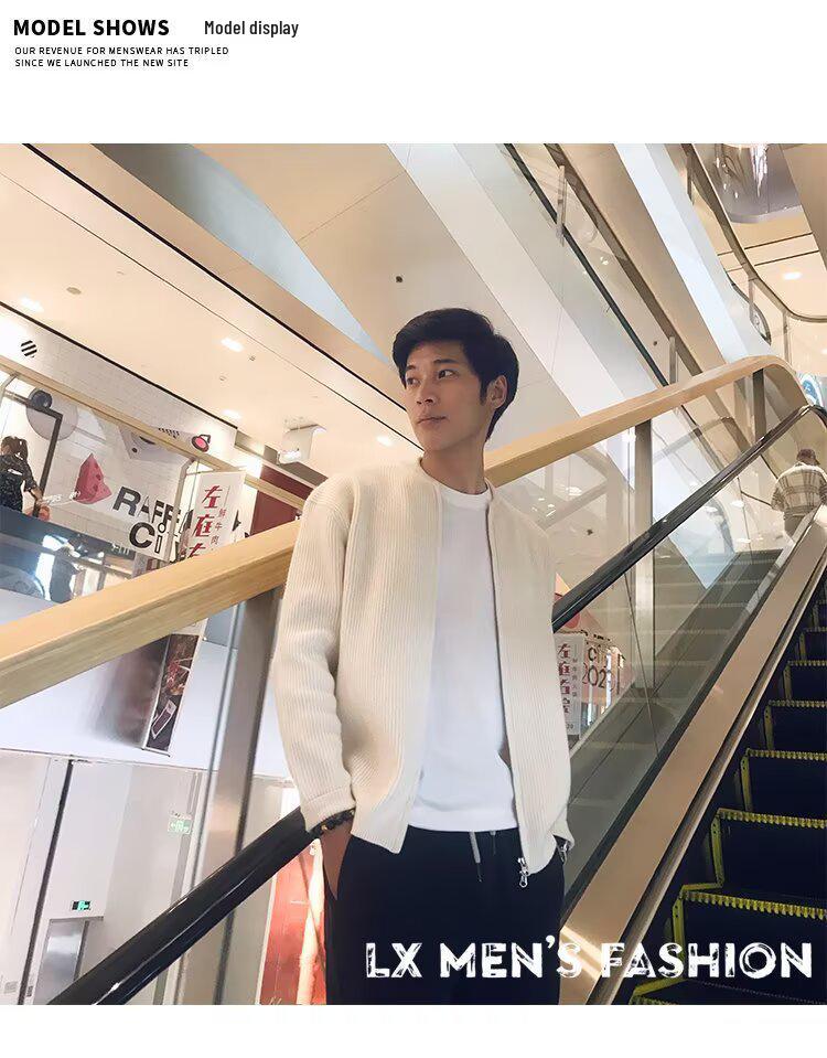 Men's Double Zipper Japanese Style Knit Cardigan Sweater - Autumn/Winter Fashion, Versatile Casual Outerwear.