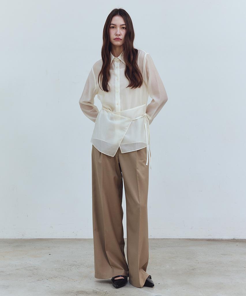 JBYRARA Heritage One-Pleat Wide Fit Pants_Beige